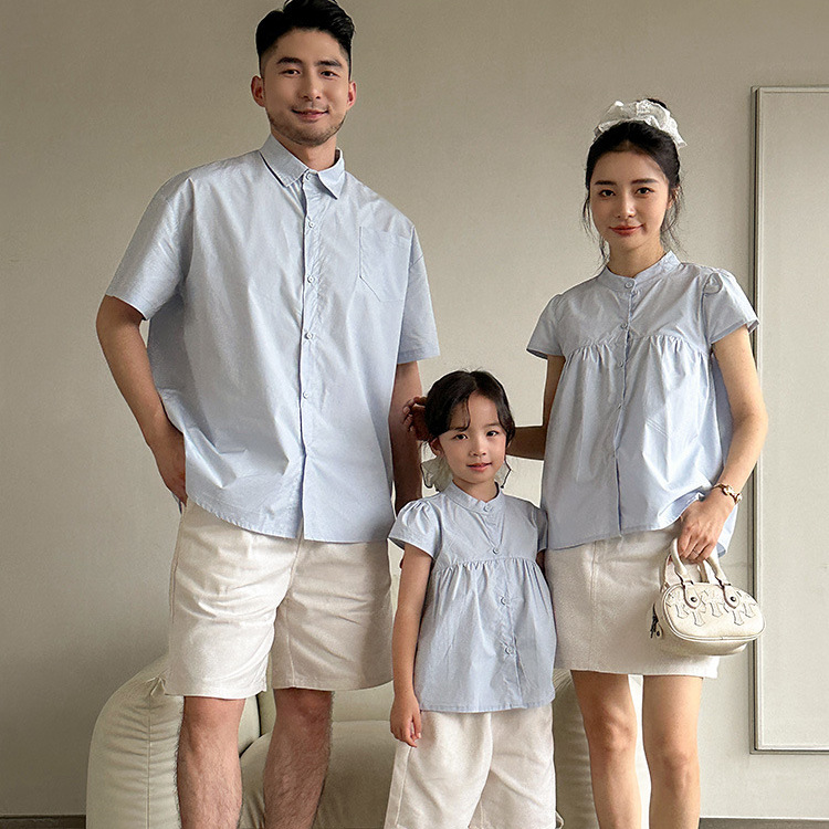 淡藍襯衫系親子裝