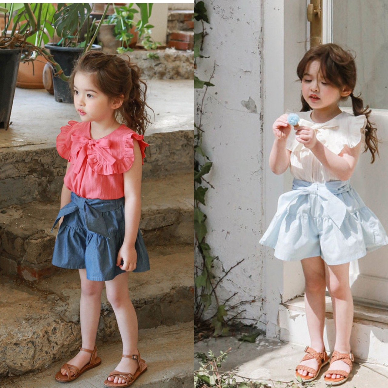 蝴蝶結牛仔短褲裙