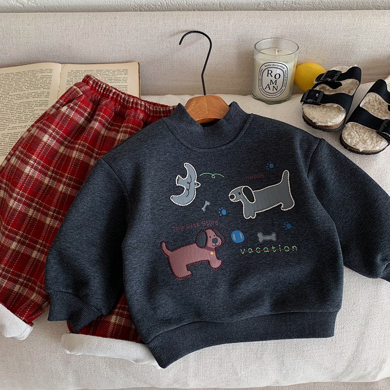 加絨小動物長袖T恤