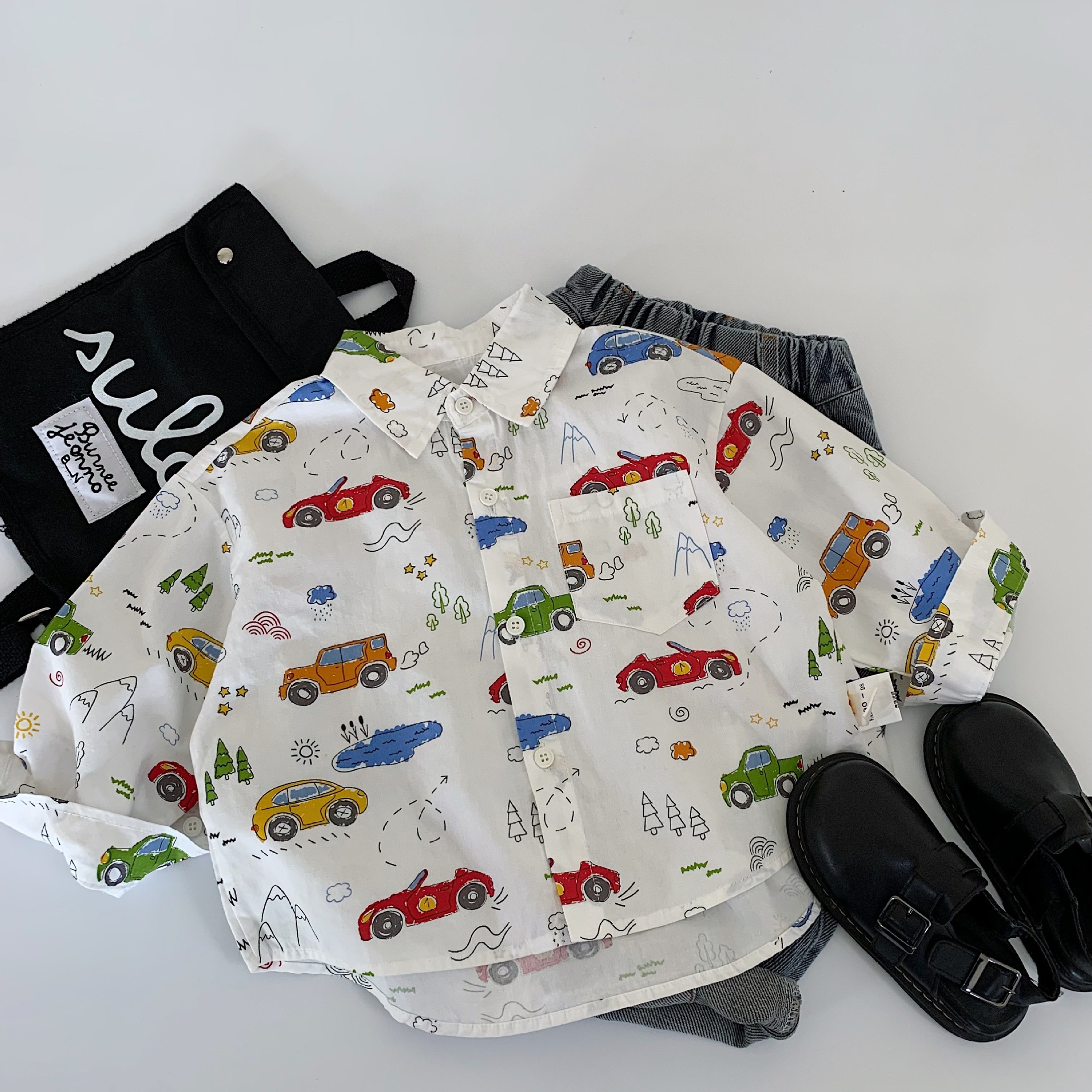 繽紛卡通小汽車襯衫