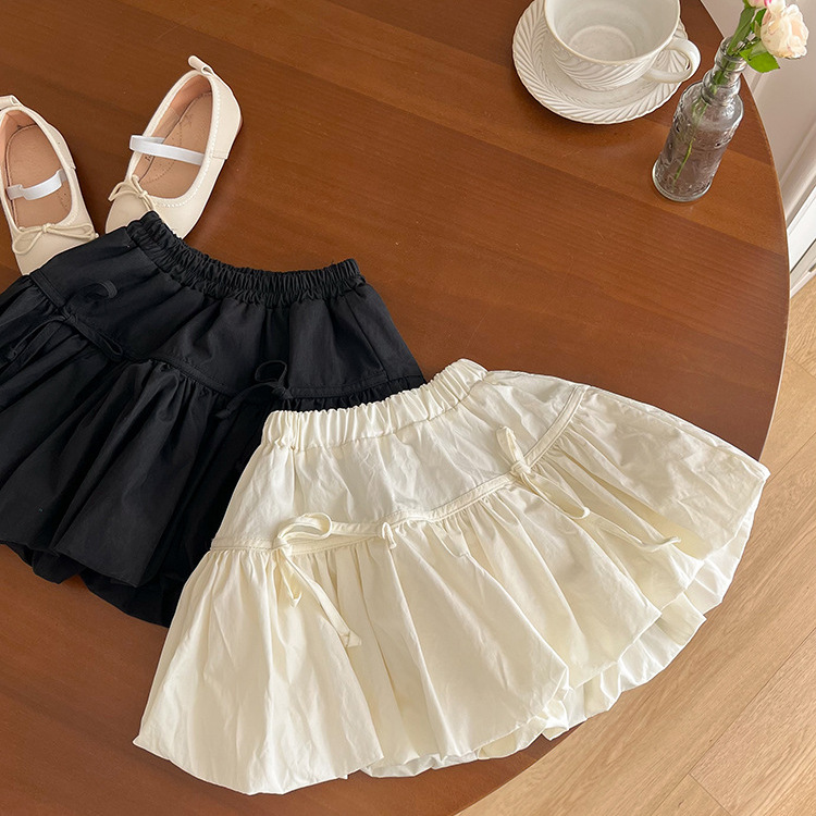 蝴蝶結花苞短褲裙