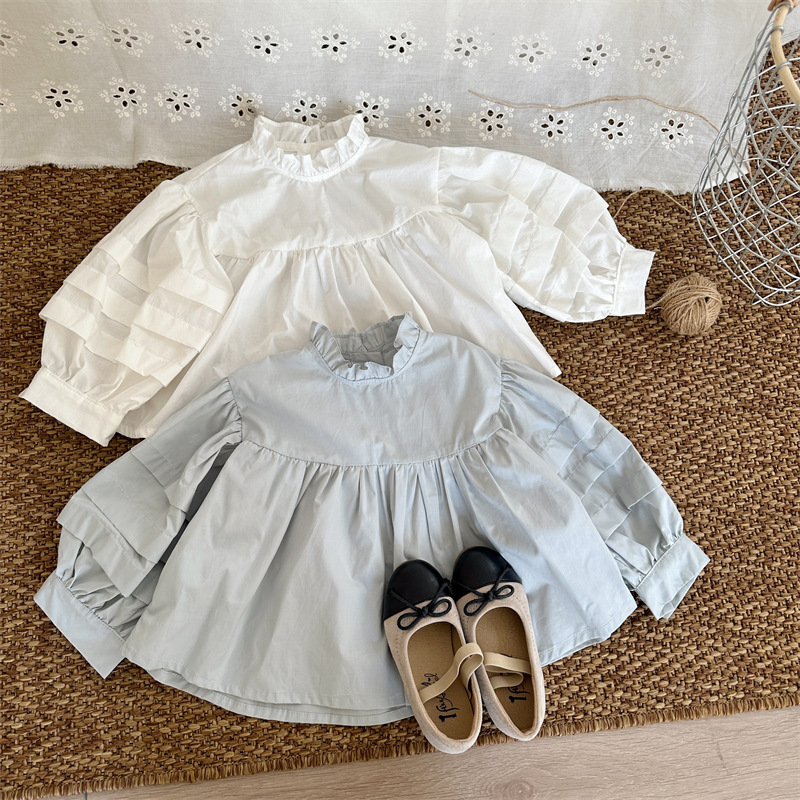 花邊立領蓬袖娃娃上衣