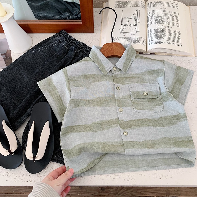 渲染條紋透氣襯衫