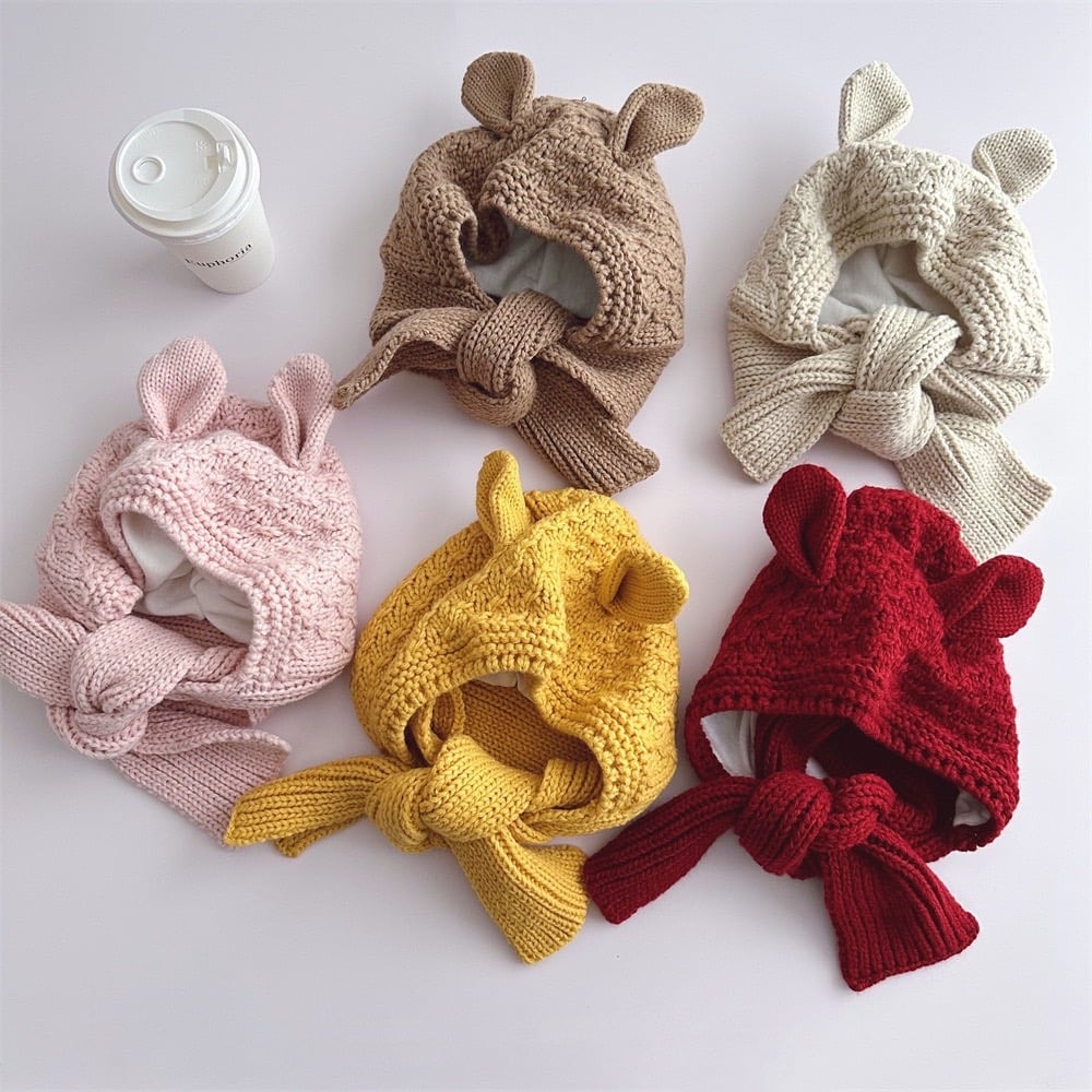 立體動物耳朵圍巾毛帽