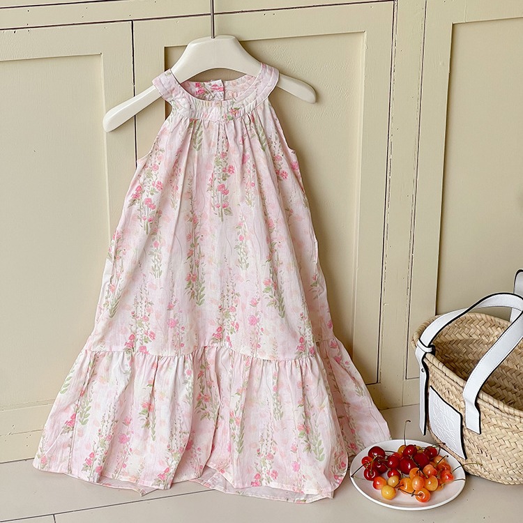 氣質碎花掛脖公主洋裝