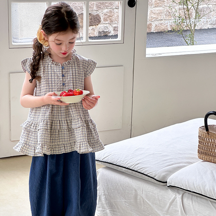 氣質層次花邊領飛袖上衣