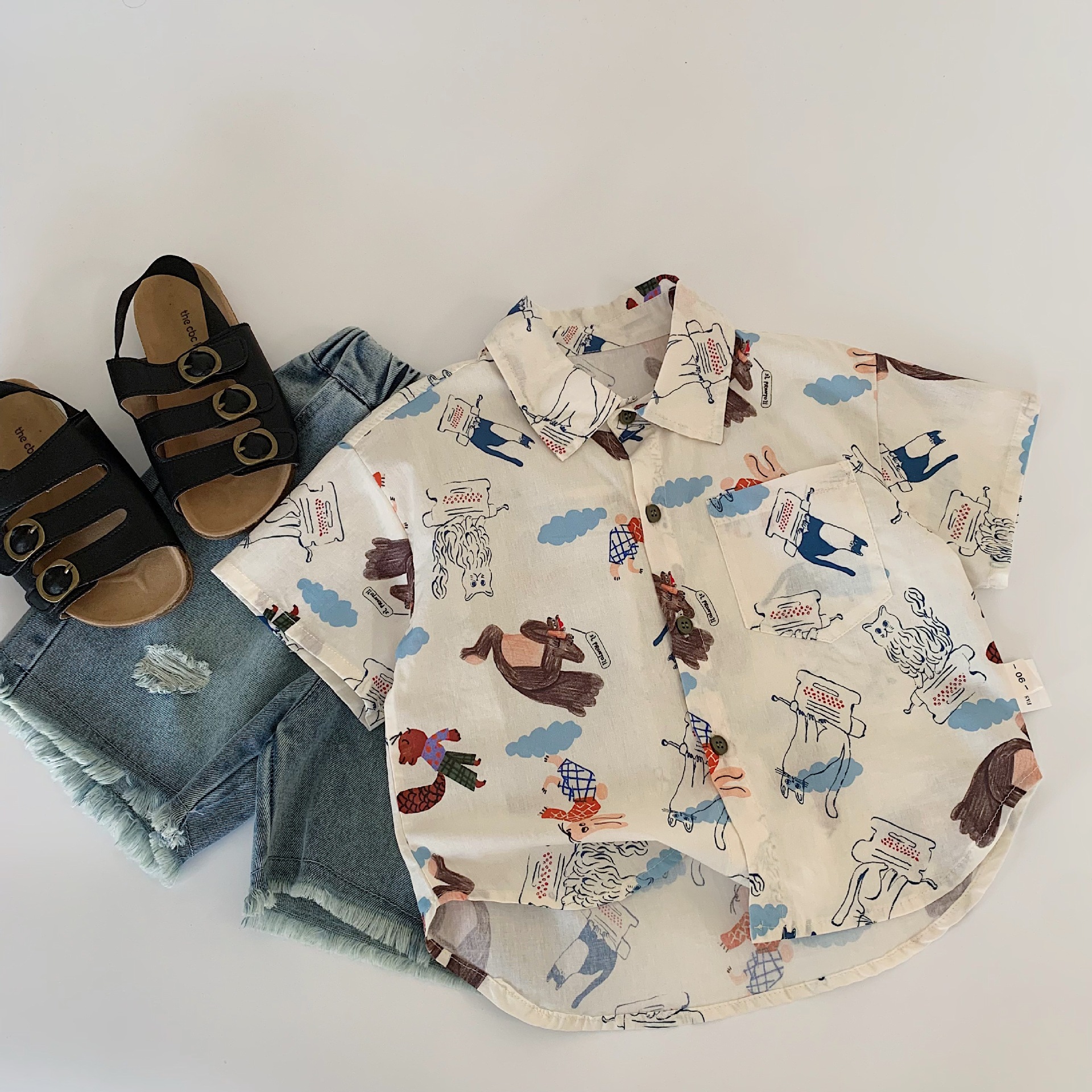 動物塗鴉花襯衫