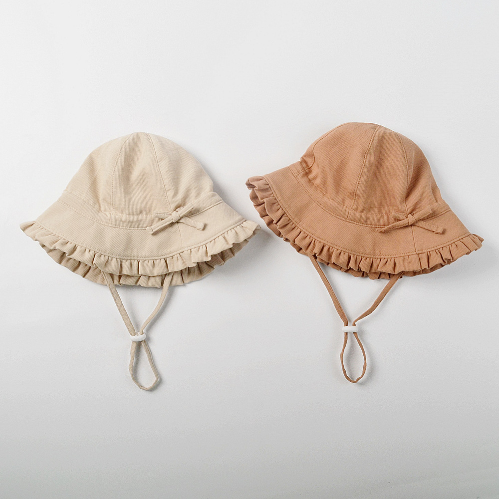 可愛皺褶抽繩帽