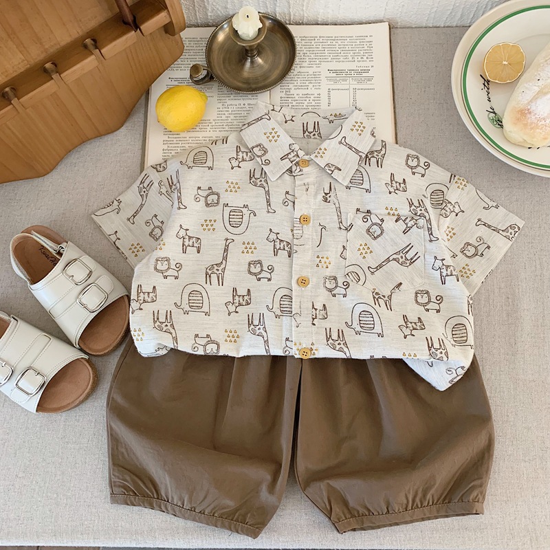 滿版動物休閒襯衫