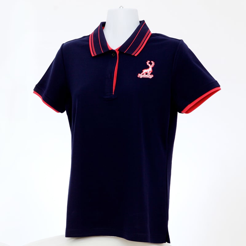 梅花鹿神-優雅俐落風-POLO衫-女-藏青色