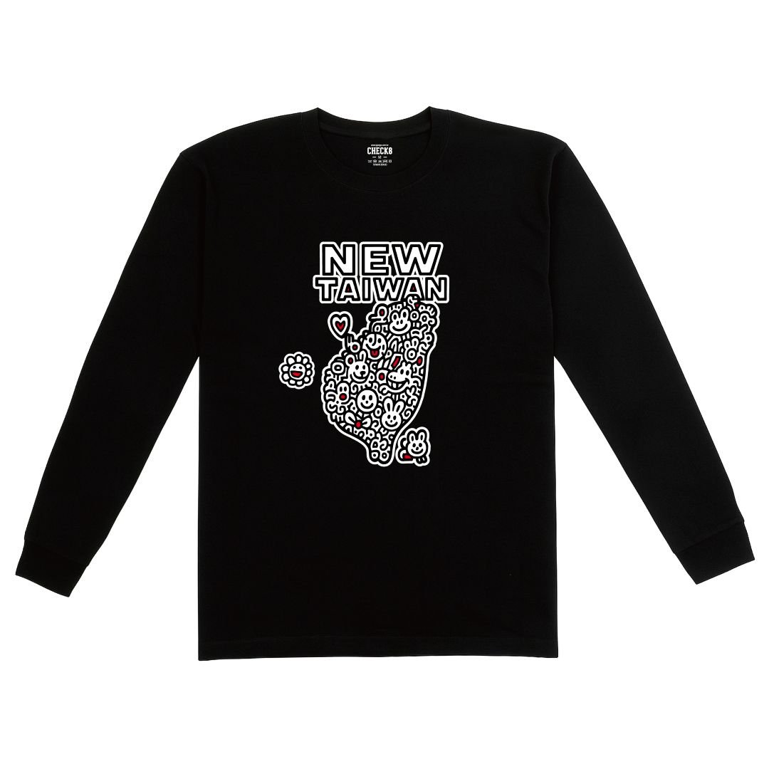 藝術塗鴉台灣長袖Ｔ恤｜笑容與愛心構成的寶島能量