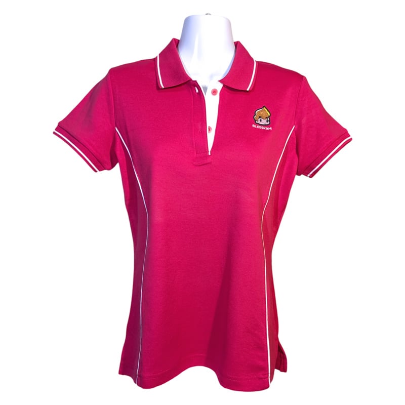 小八將logo-氣色質感POLO衫-女-胭脂紅色