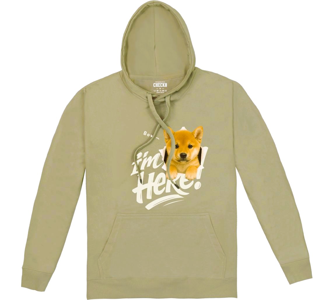 Bow~柴犬｜落肩無刷毛帽T