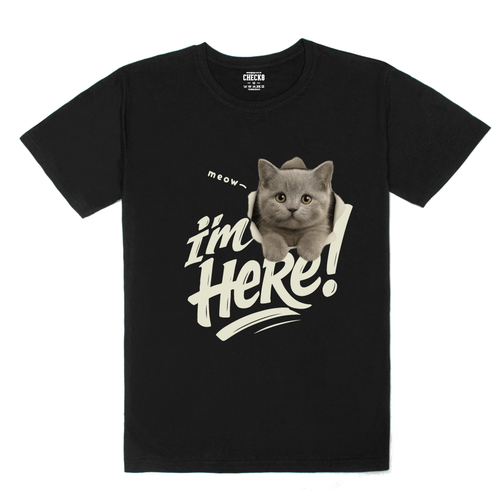 【洞洞貓】I'm Here英國短毛猫Ｔ恤