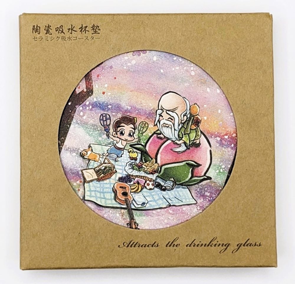 小八將陶瓷吸水杯墊_櫻花下野餐款