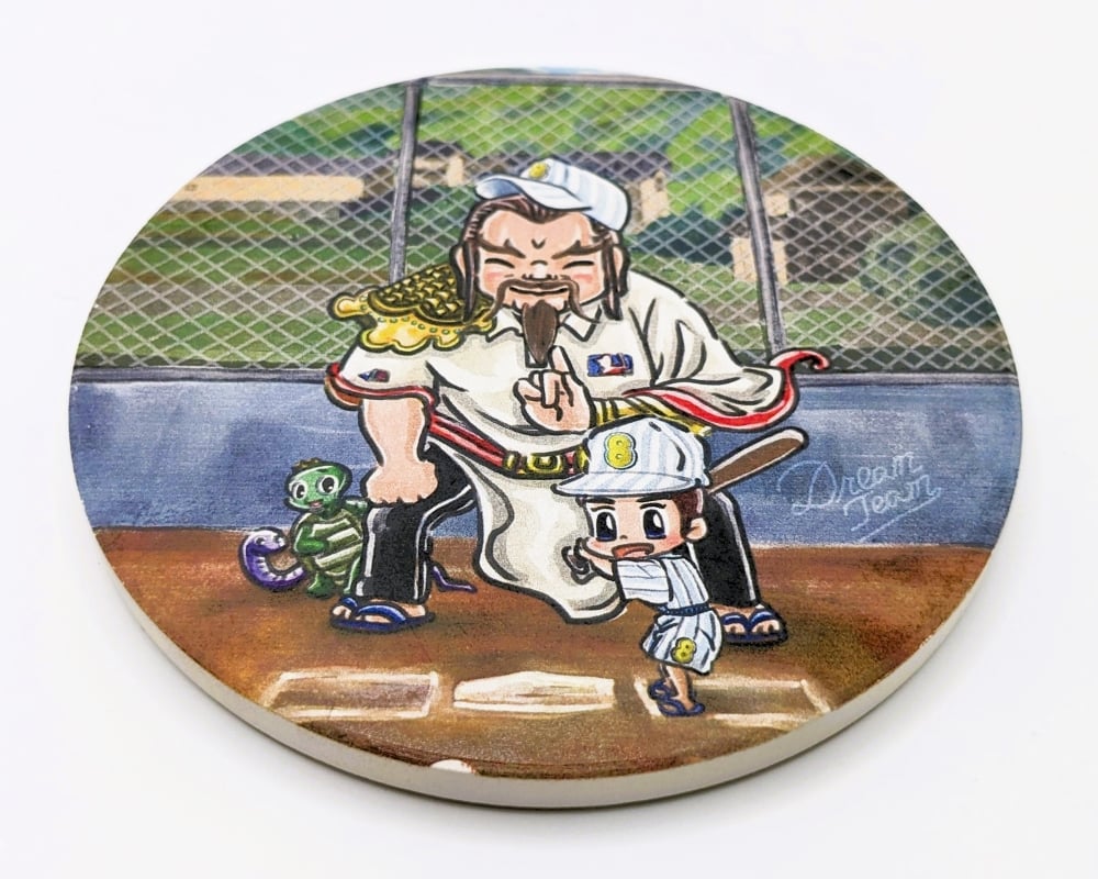 小八將陶瓷吸水杯墊－玄天上帝與小八將打棒球款