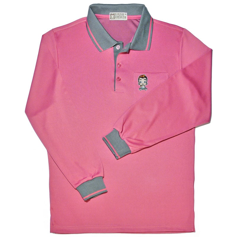 小八將-竹碳纖維POLO衫長袖款-男-粉紅色