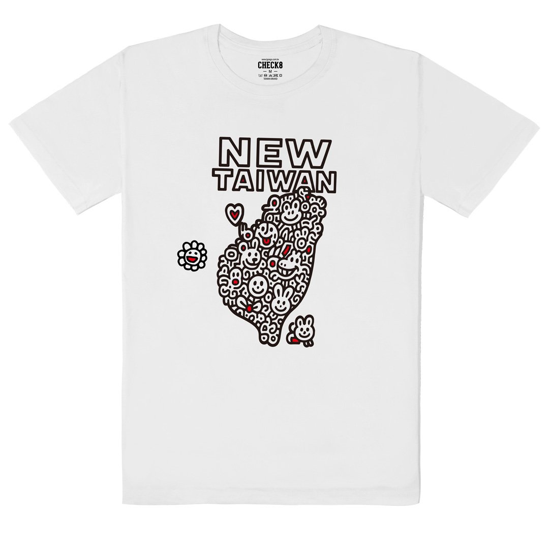 藝術塗鴉台灣Ｔ恤｜笑容與愛心構成的寶島能量