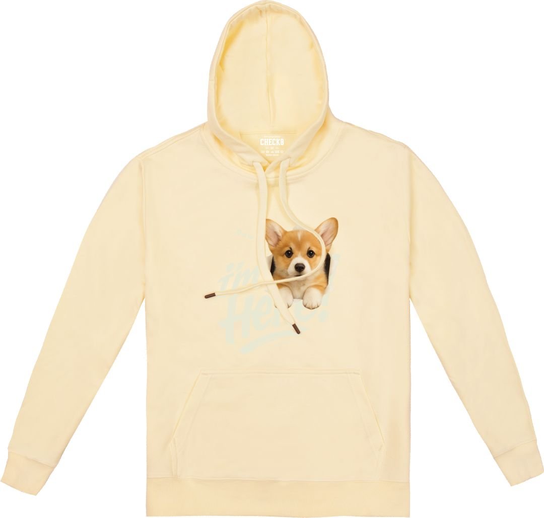 Bow~威爾斯柯基犬｜落肩無刷毛帽T