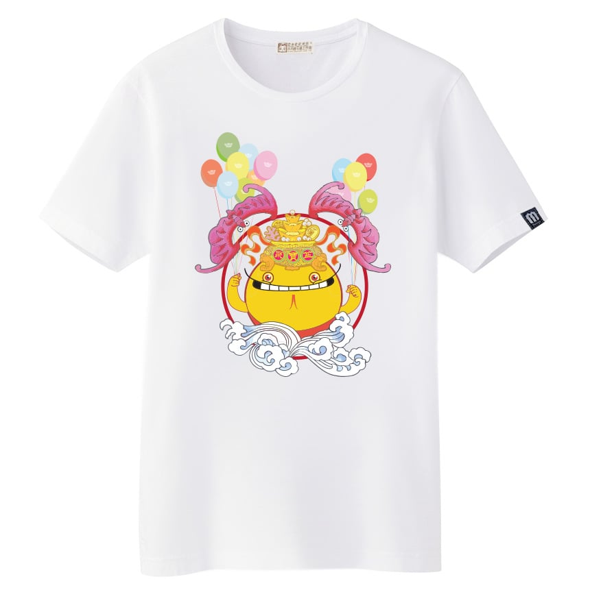 錢多多財神爺T恤_藍色_男女皆宜_M號