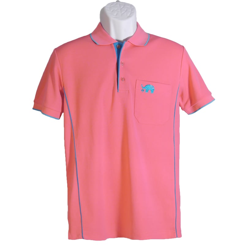 白象聞蓮-POLO衫-男-玫瑰紅色