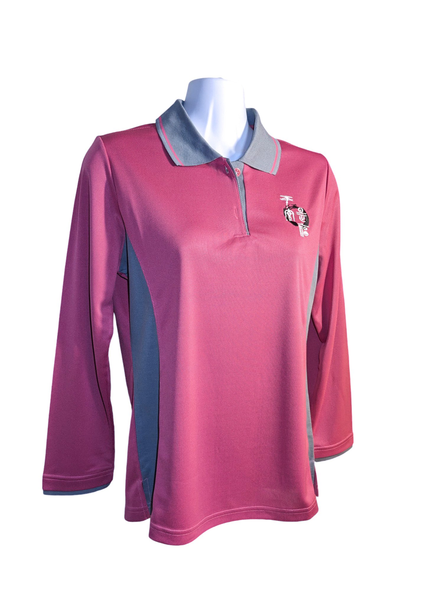 平安是福-竹碳纖維POLO衫長袖款-女-粉紅色