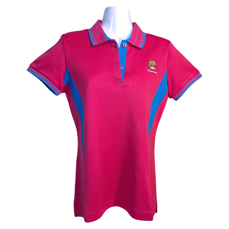 小八將logo-靚漾修身款-POLO衫-女-桃紅色