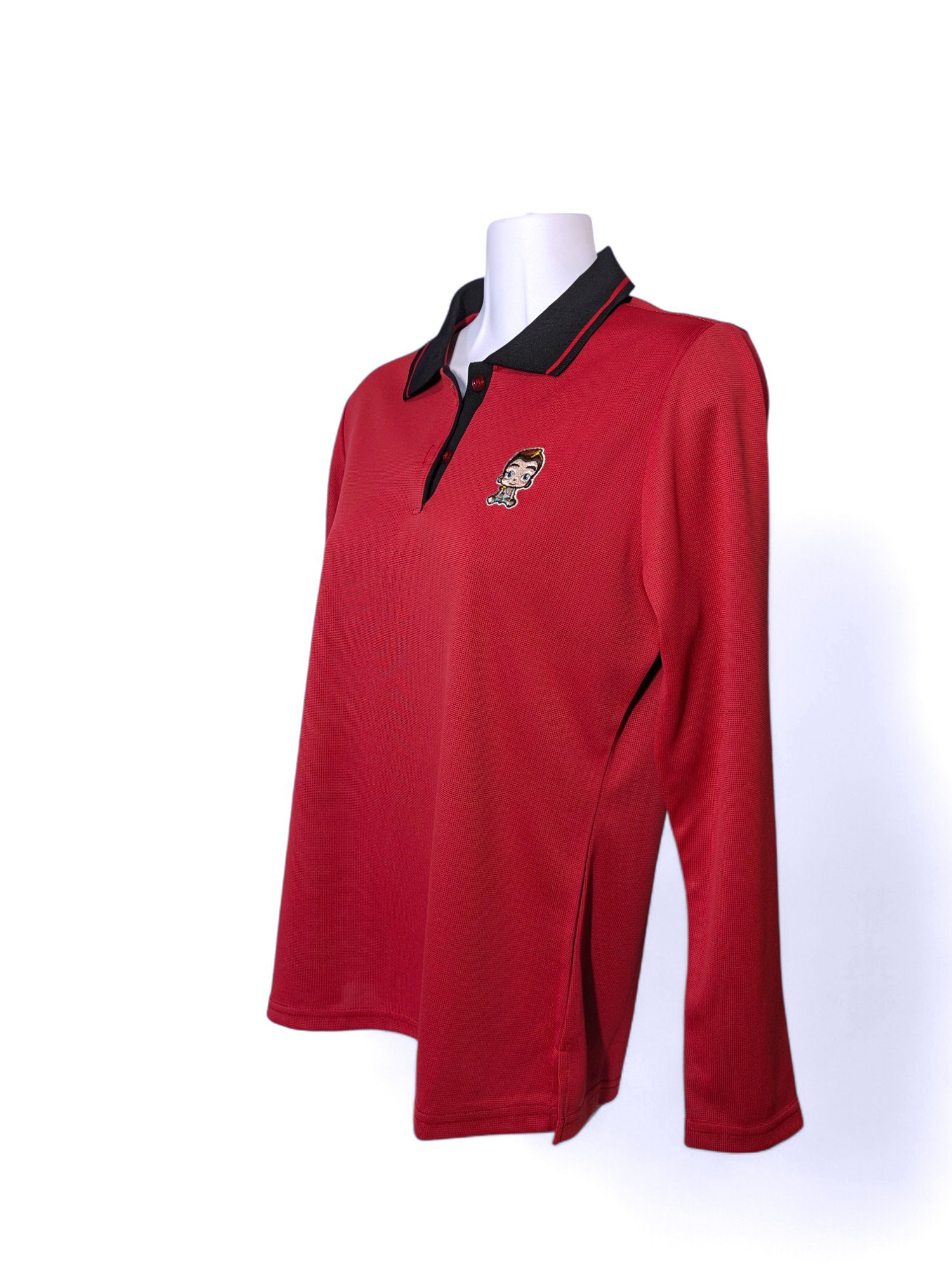 小八將-竹碳纖維長袖POLO衫-女版-紅色_M