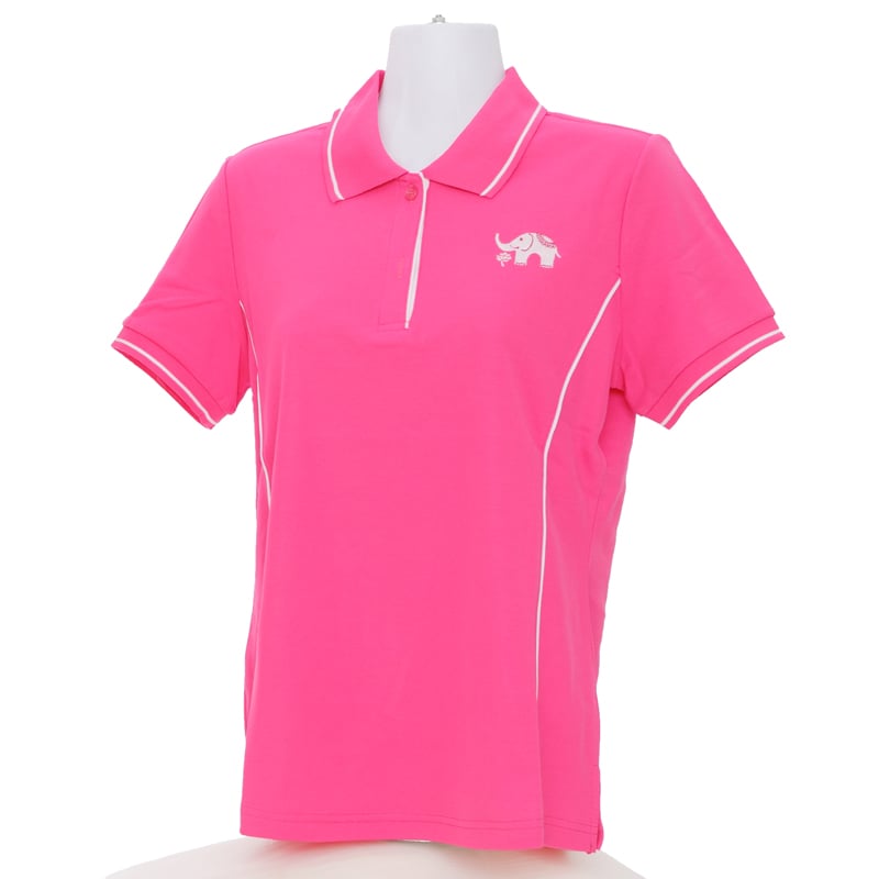 白象聞蓮-POLO衫-女-胭脂紅色