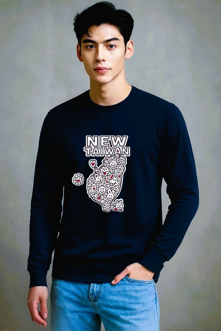 藝術塗鴉台灣長袖Ｔ恤｜笑容與愛心構成的寶島能量