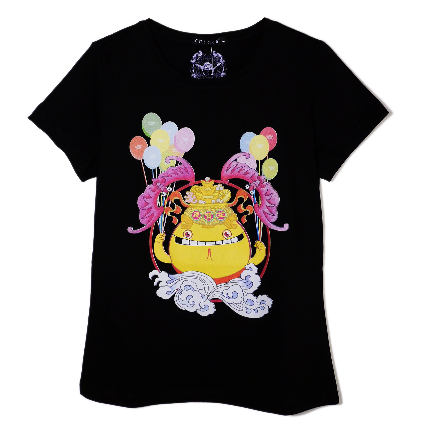 錢多多財神爺T恤_黑色_女版M號