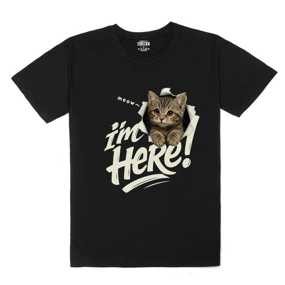 【洞洞貓】I'm HeRe!虎斑貓Ｔ恤