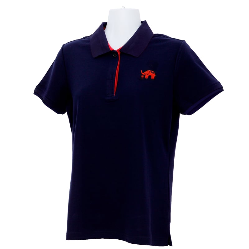 白象聞蓮-POLO衫-女-藏青色