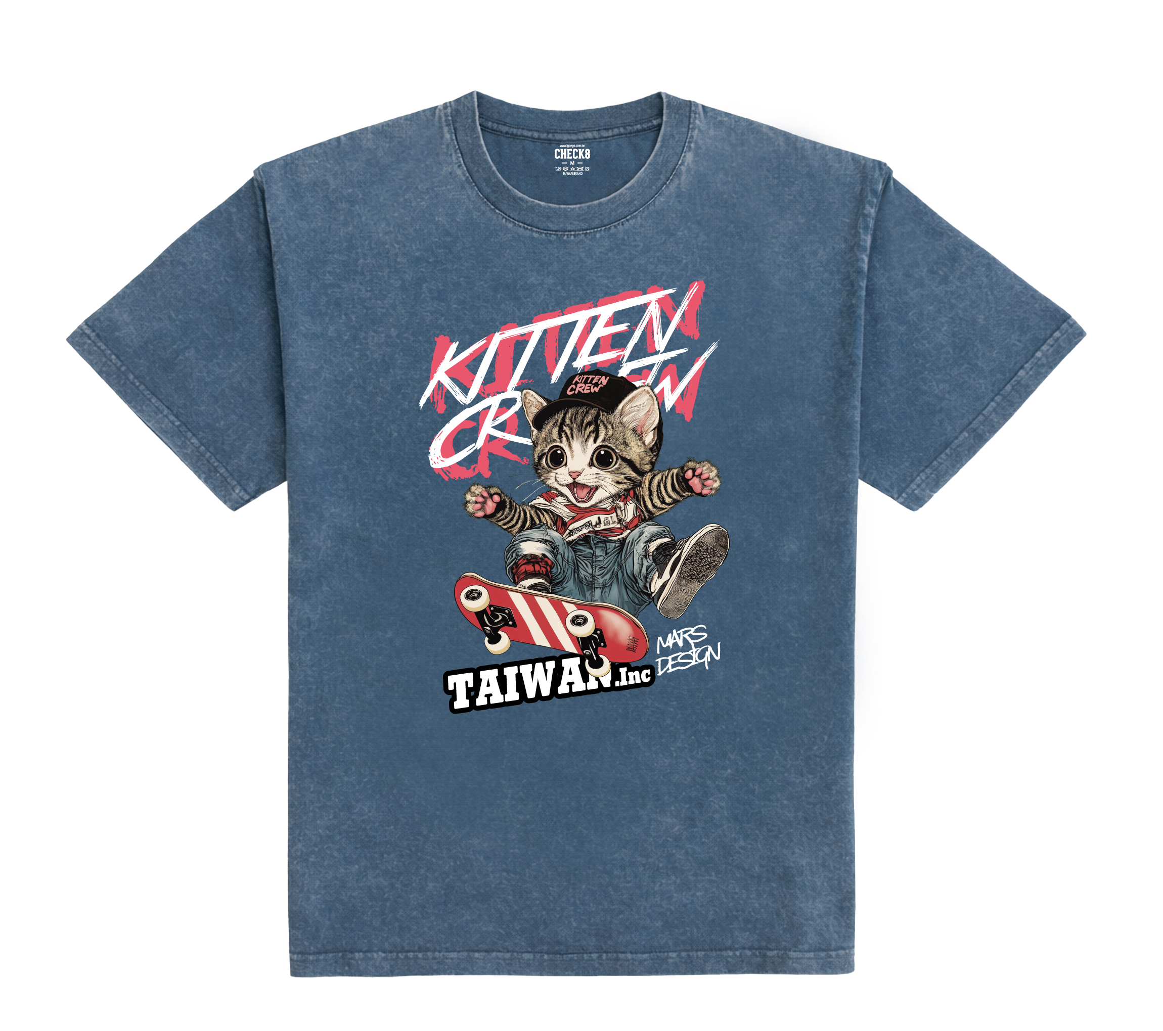 滑板貓 復古洗舊oversizeT恤