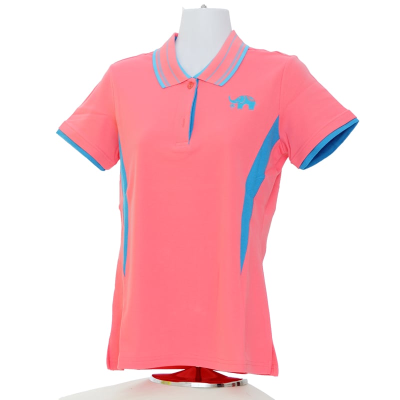 白象聞蓮-POLO衫-女-玫瑰紅色