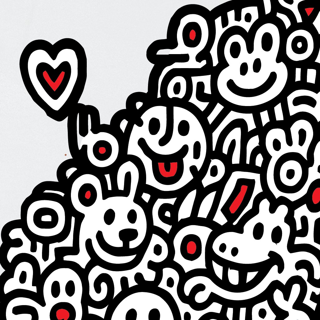 藝術塗鴉台灣Ｔ恤｜笑容與愛心構成的寶島能量