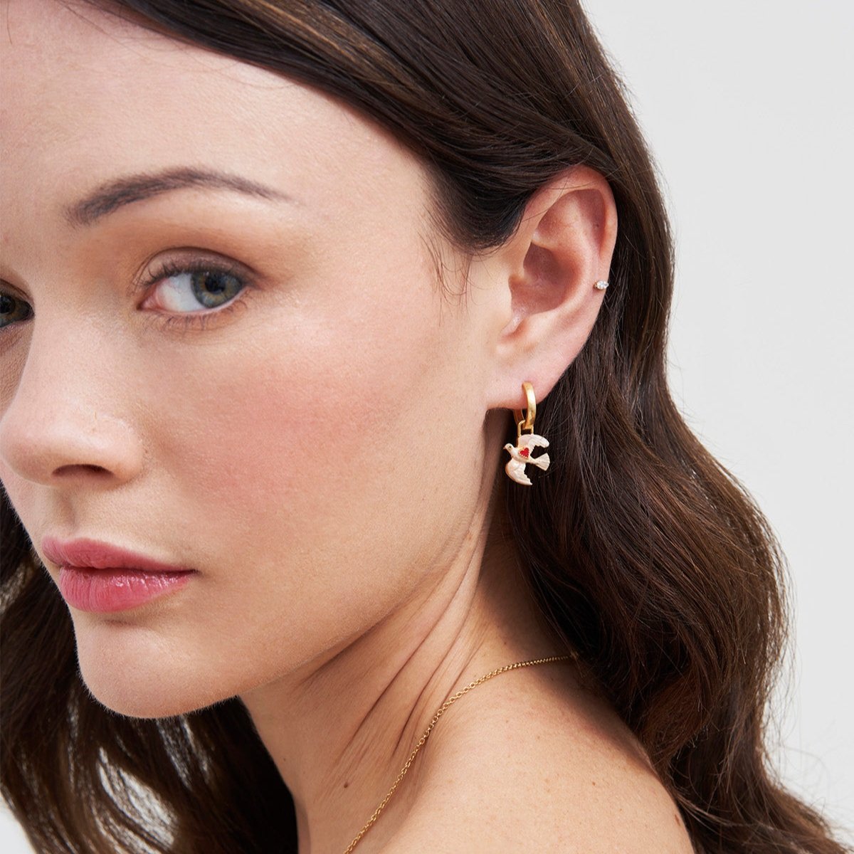 Fable England 愛心白鴿耳環