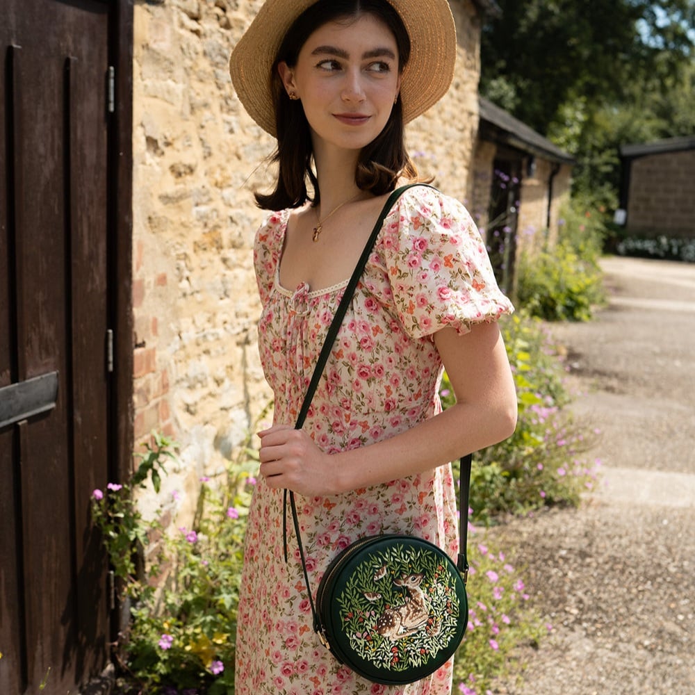 Fable England 小鹿刺繡圓形包