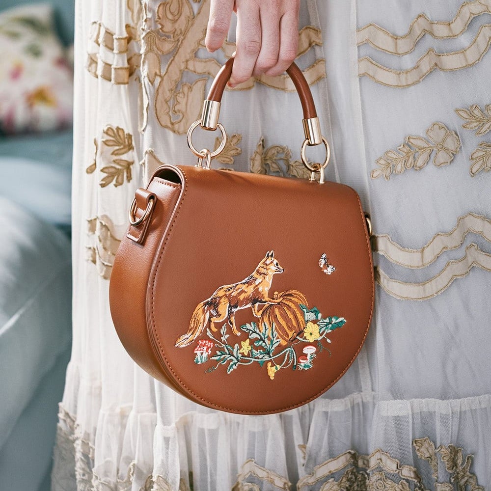 Fable England 狐狸南瓜刺繡馬鞍包
