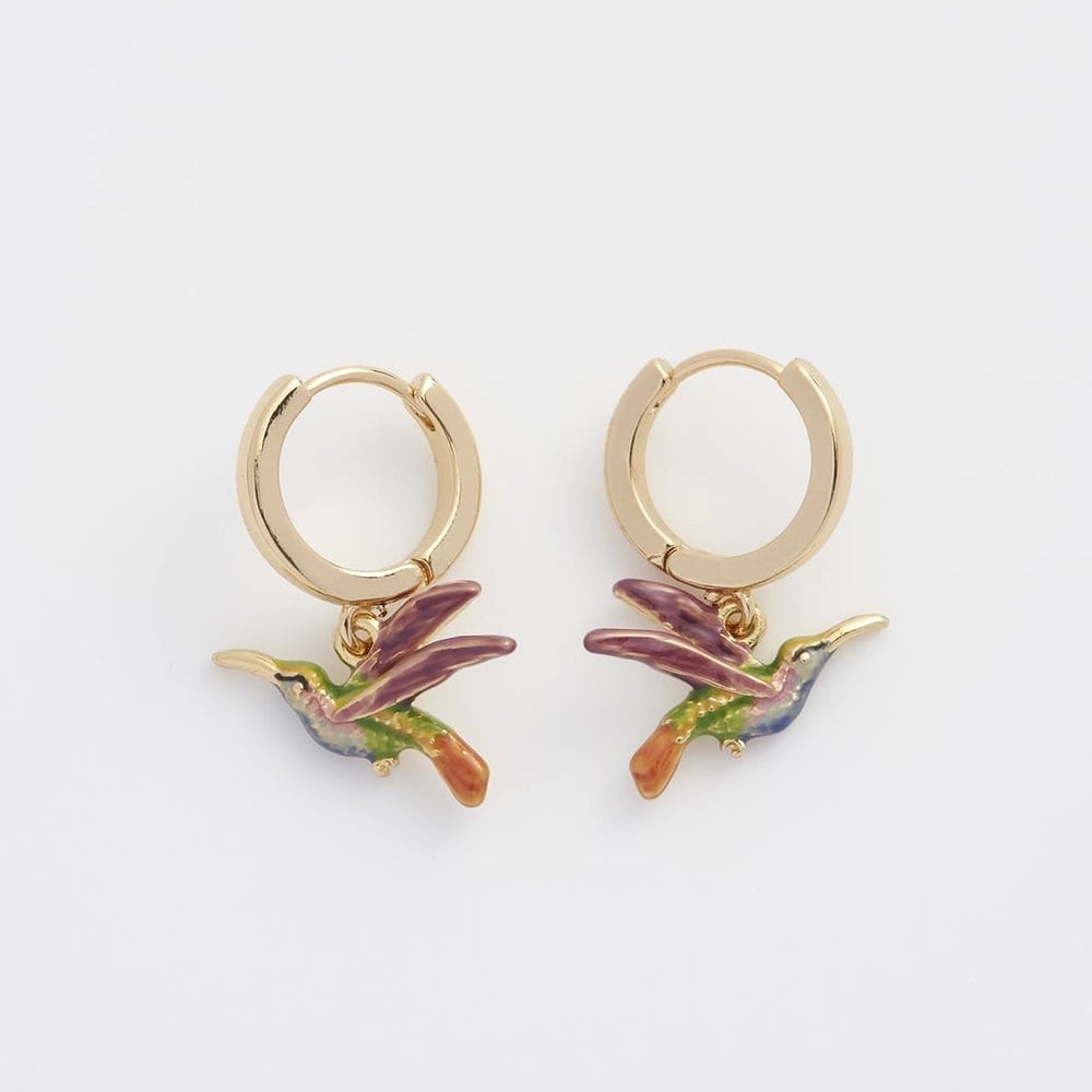 Fable England 蜂鳥彩繪耳環