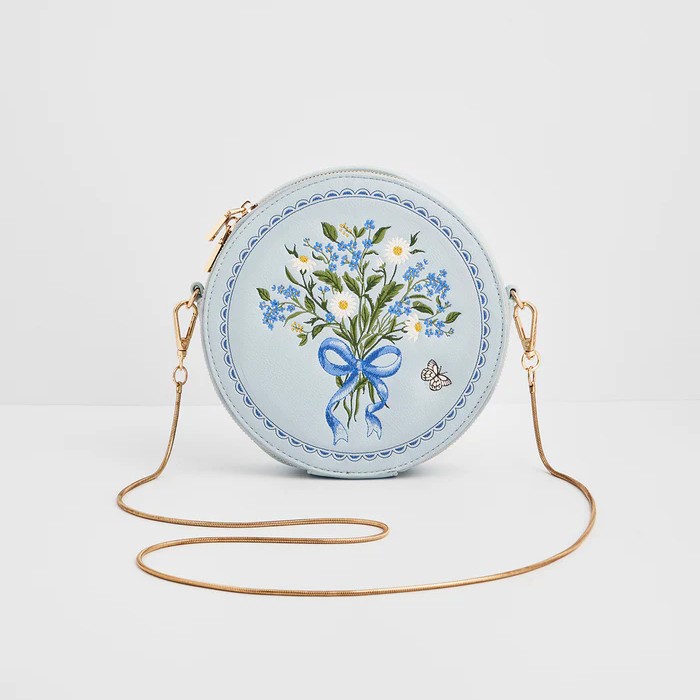 Fable England 藍花束刺繡圓形包