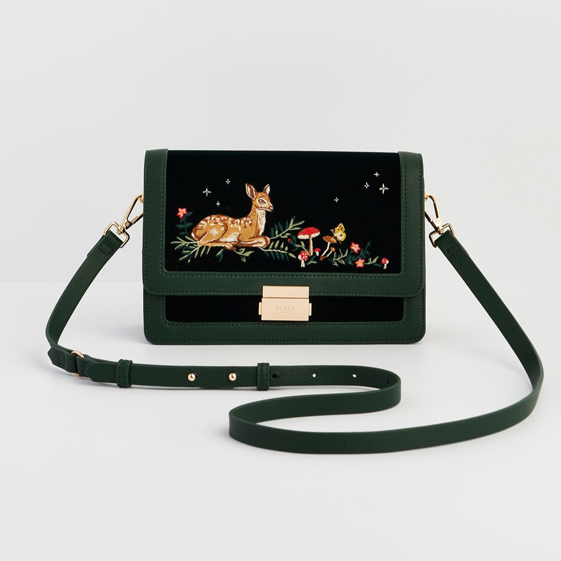 Fable England 小鹿刺繡斜背包