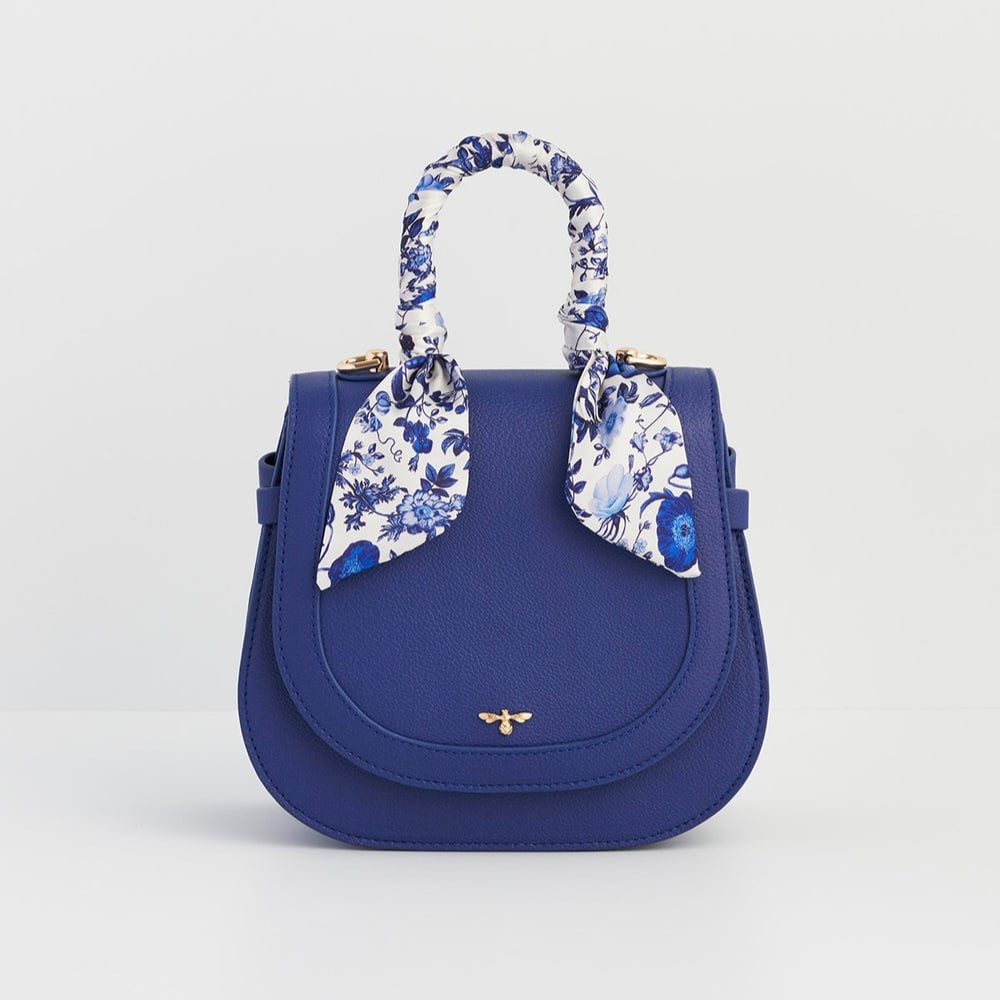 Fable England 藍花卉手提馬鞍包