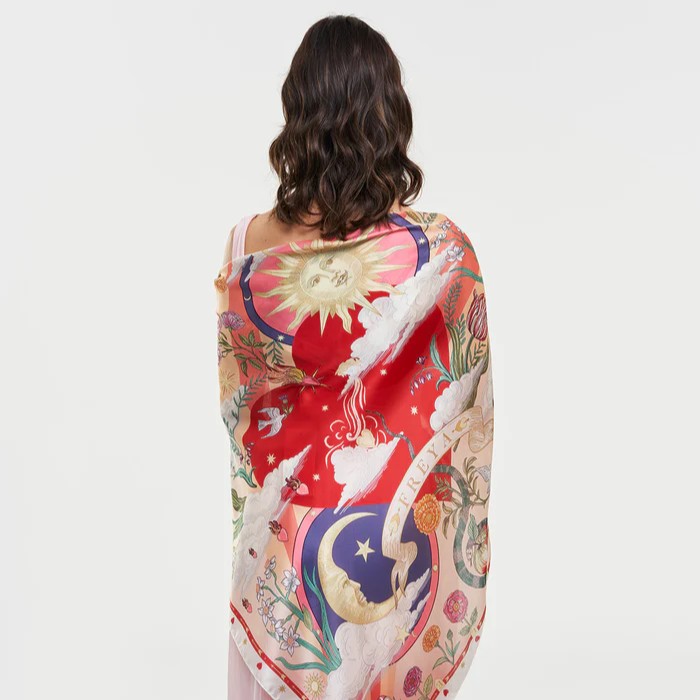 Fable England 星月粉紅絲巾