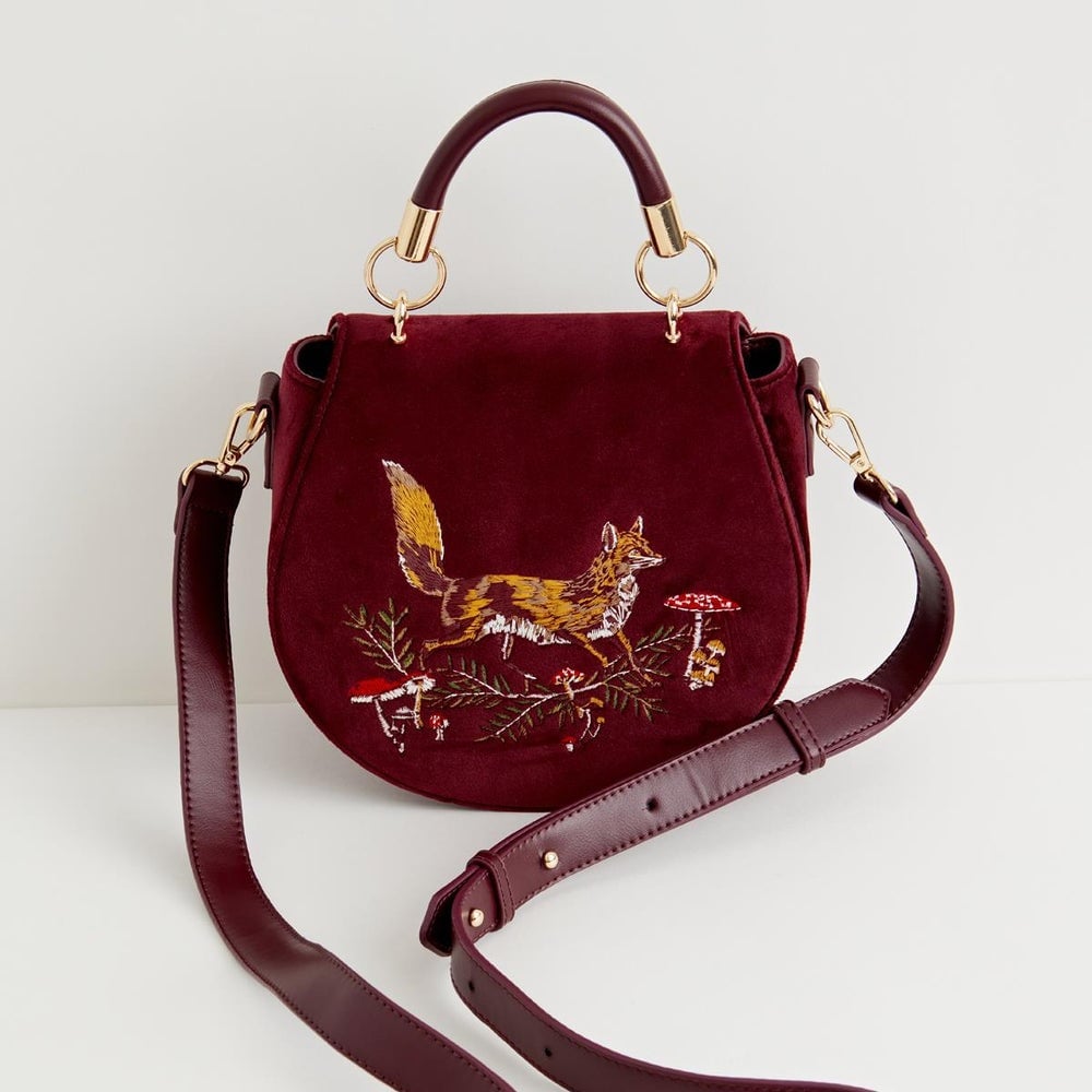 Fable England 狐狸蘑菇刺繡馬鞍包