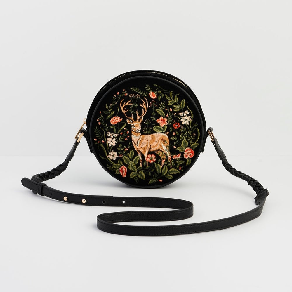 Fable England 極光鹿刺繡圓形包