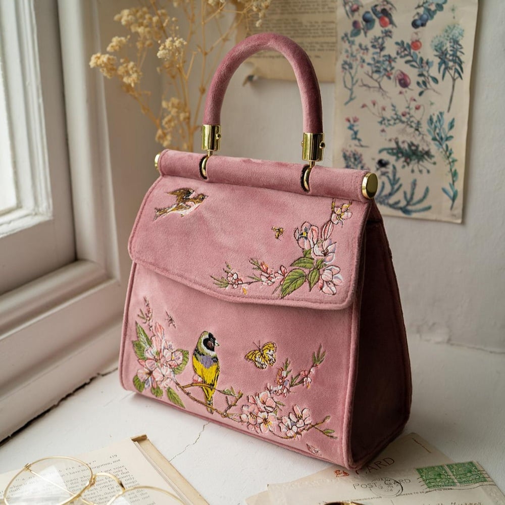 Fable England 花鳥刺繡托特包