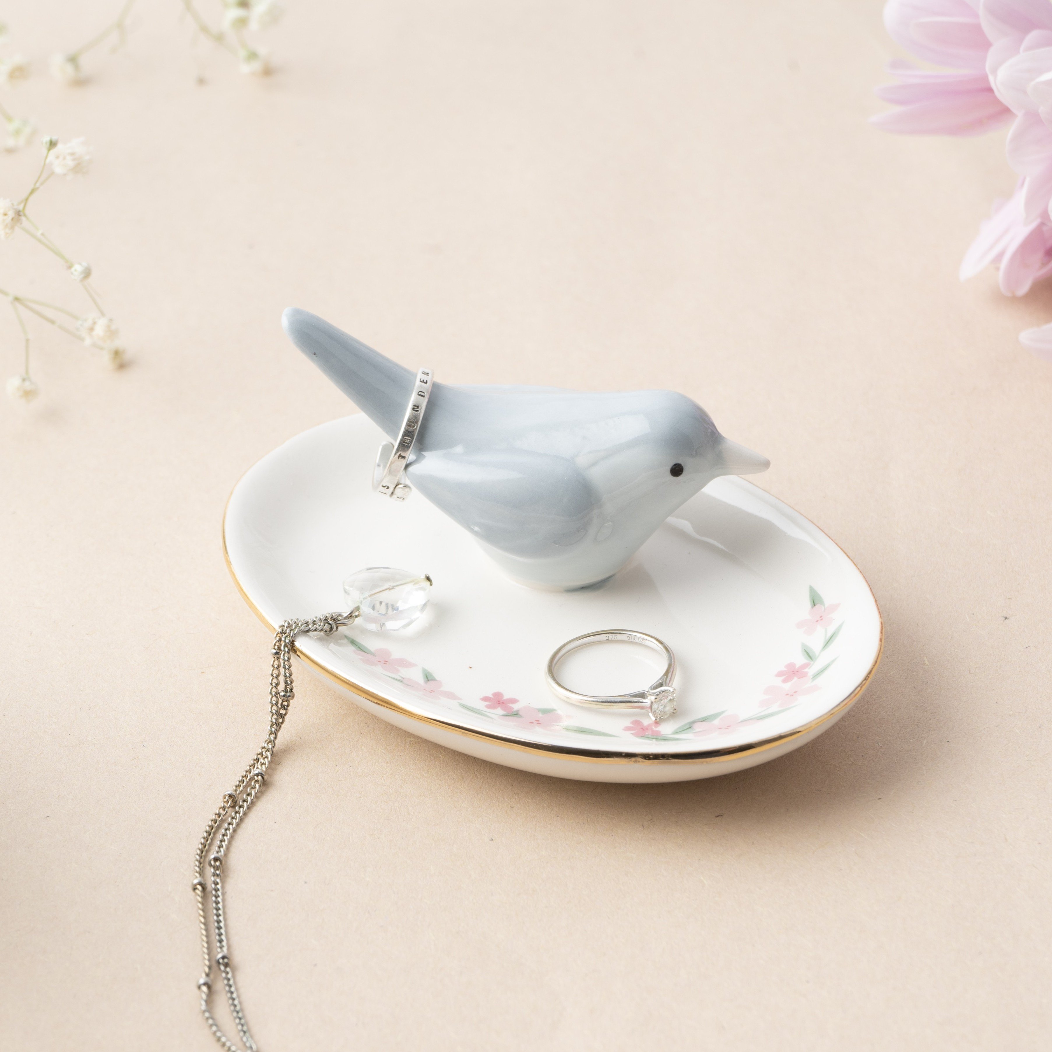 CGB 花卉小鳥飾品盤