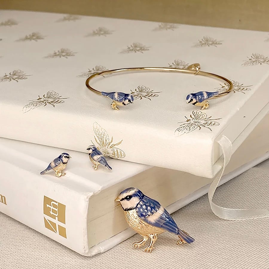 Fable England 藍山雀琺瑯耳環