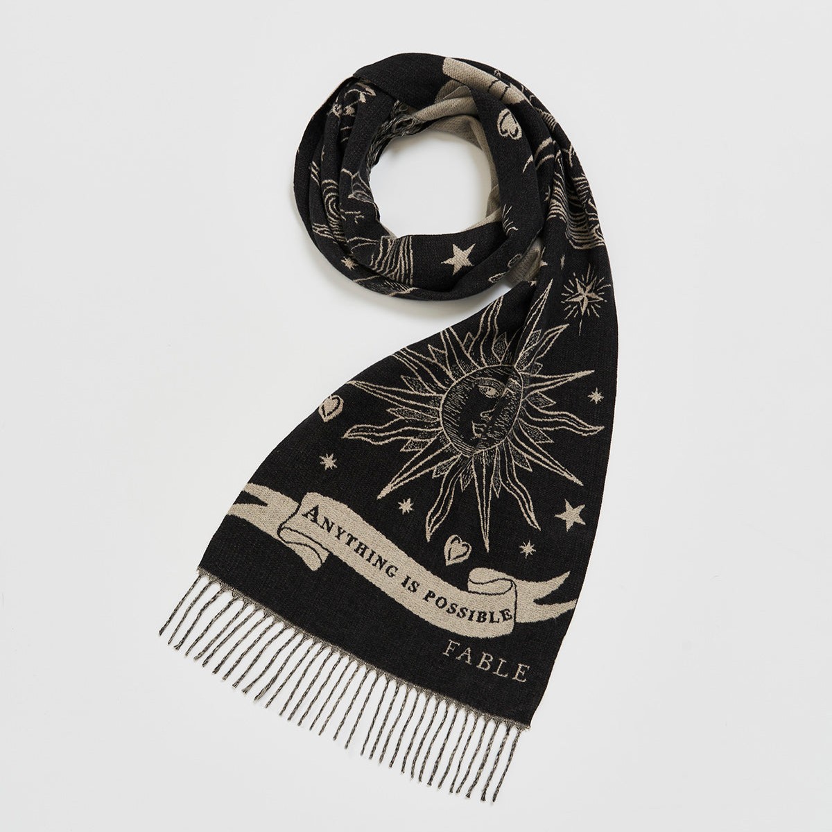 Fable England 星夜緹花雙面圍巾